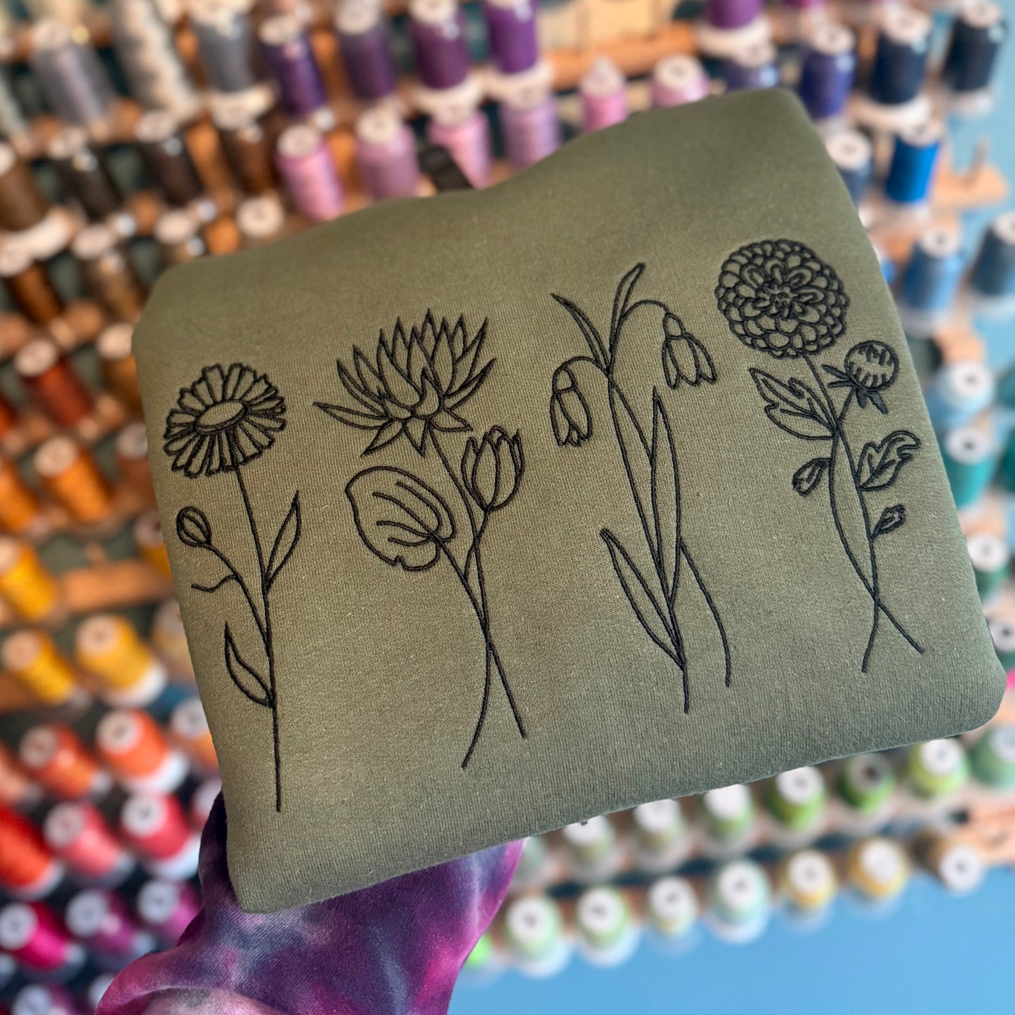 Birth Month Flowers - Embroidered Sweatshirt