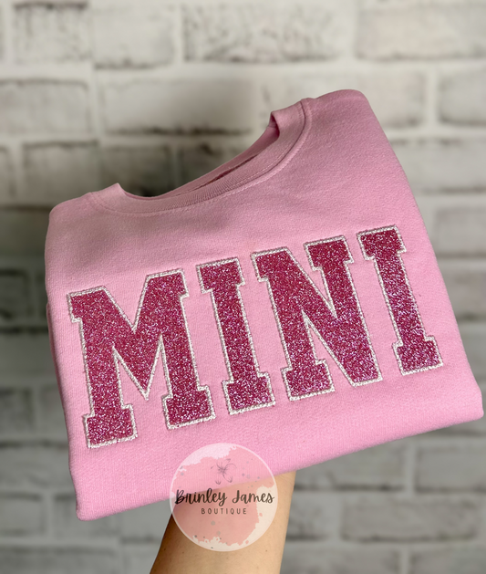 Mini - Pink Glitter - Embroidered