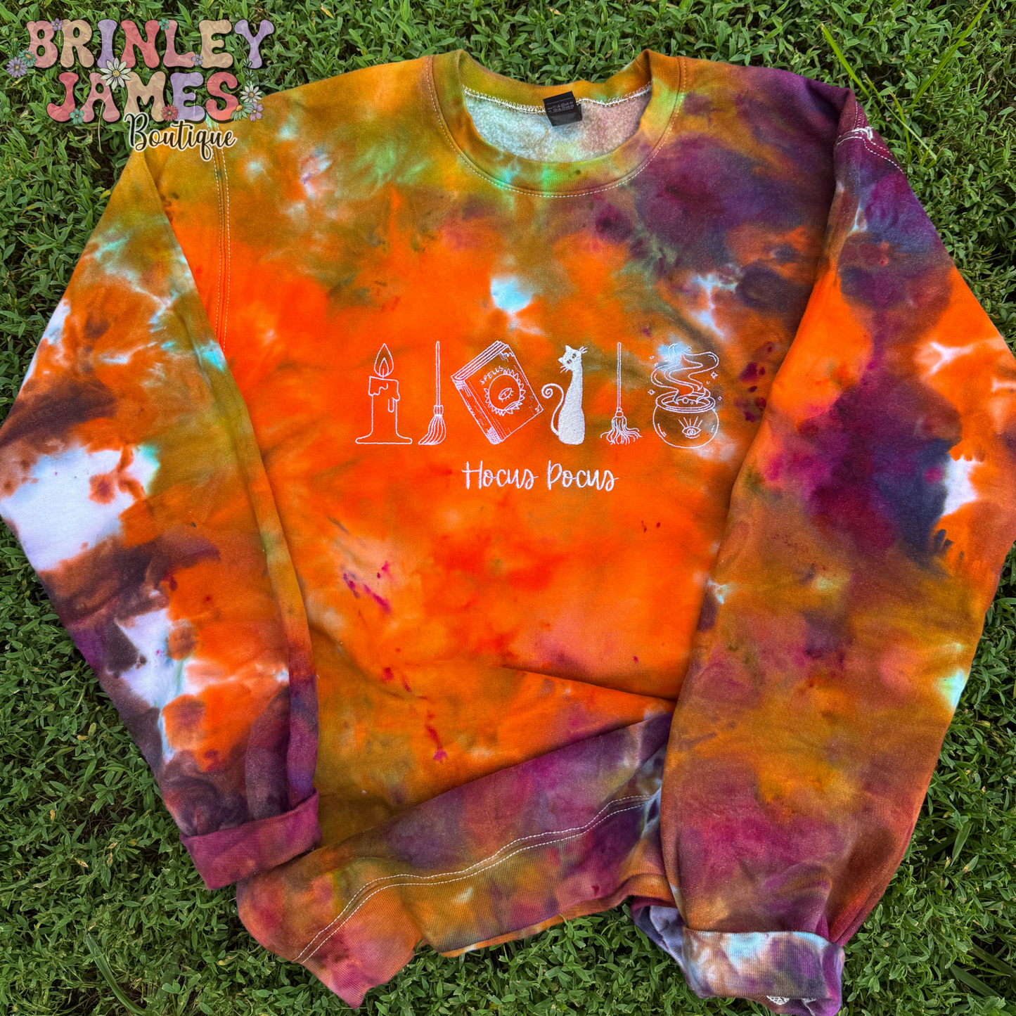 Pocus Icons - Tie Dye Embroidered Sweatshirt