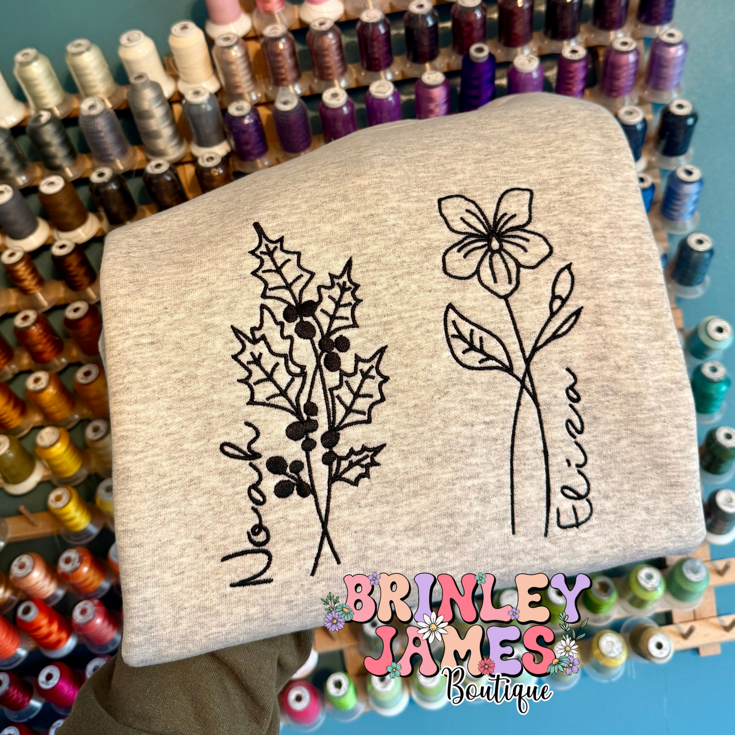 Birth Month Flowers - Embroidered Sweatshirt