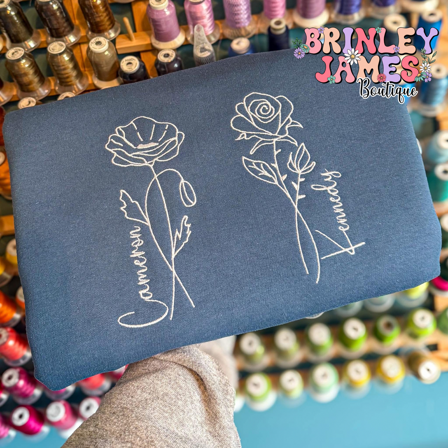 Birth Month Flowers - Embroidered Sweatshirt