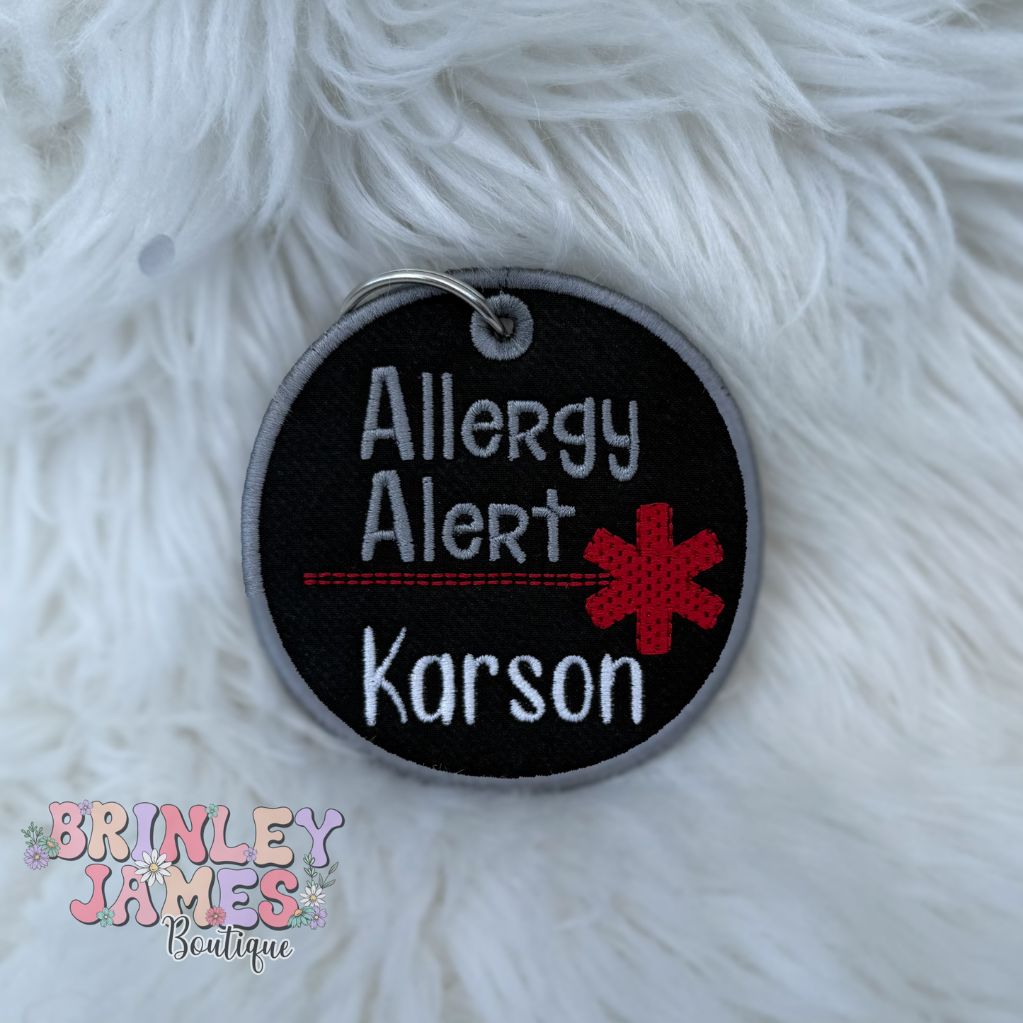 Allergy Alert Embroidered Bag Tag