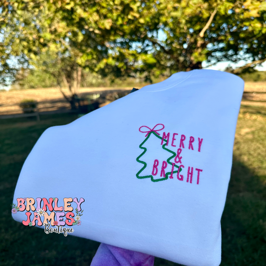 Merry & Bright - Embroidered Crewneck