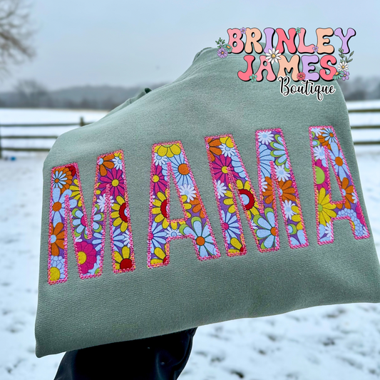 Personalized Bright Floral -  Embroidered Sweatshirt