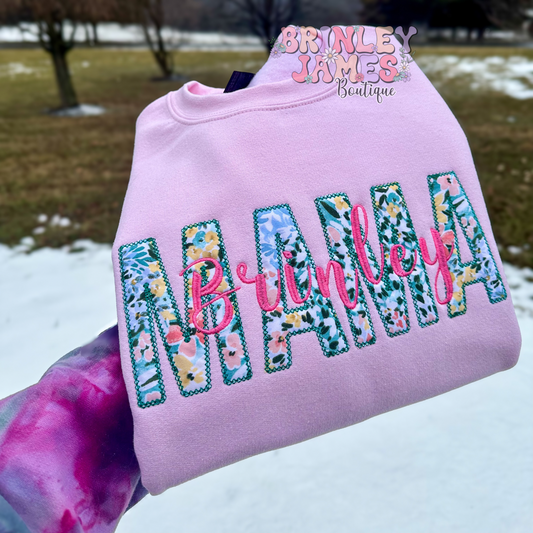 Pastel Floral Personalized -  Embroidered Sweatshirt