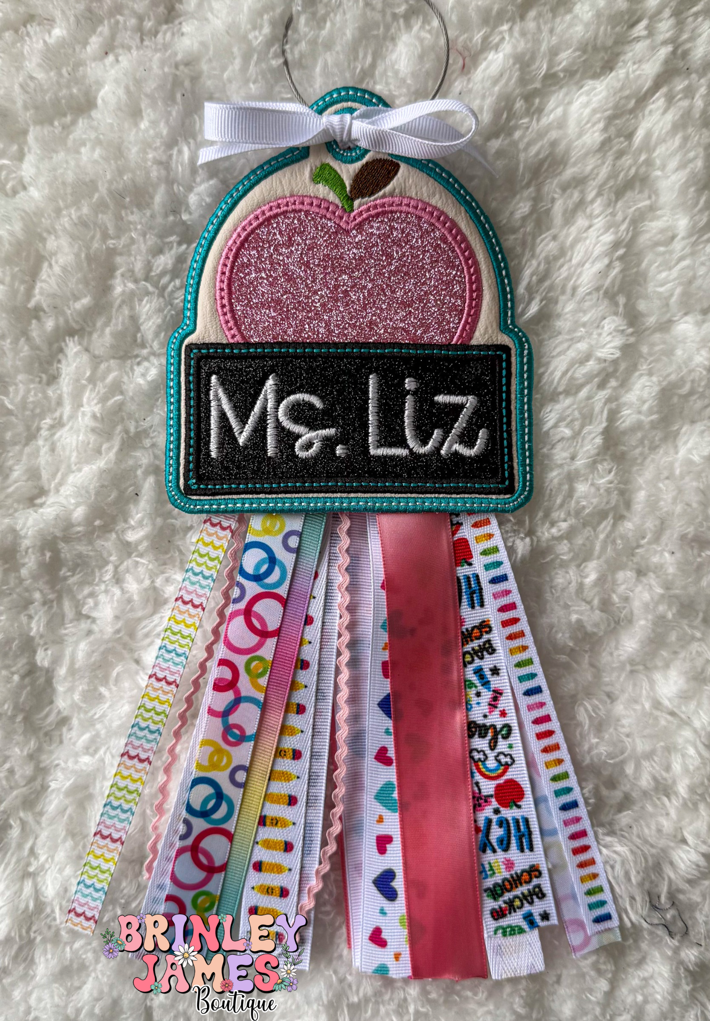 Personalized Teacher/School Embroidered Bag Tag