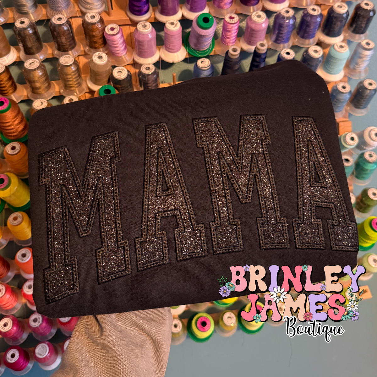 Personalized Black Glitter Sweatshirt