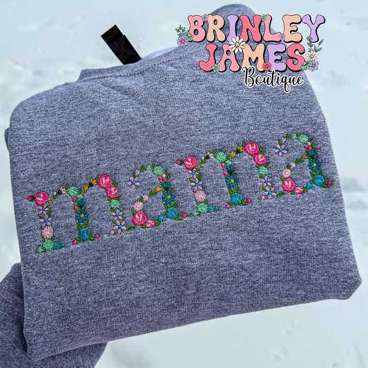 Floral Mama - Embroidered Sweatshirt