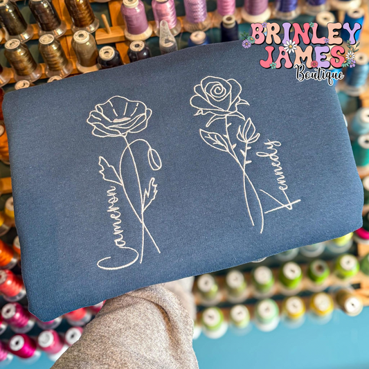 Birth Month Flowers - Embroidered Sweatshirt