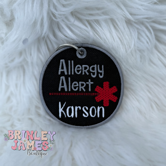 Allergy Alert Embroidered Bag Tag