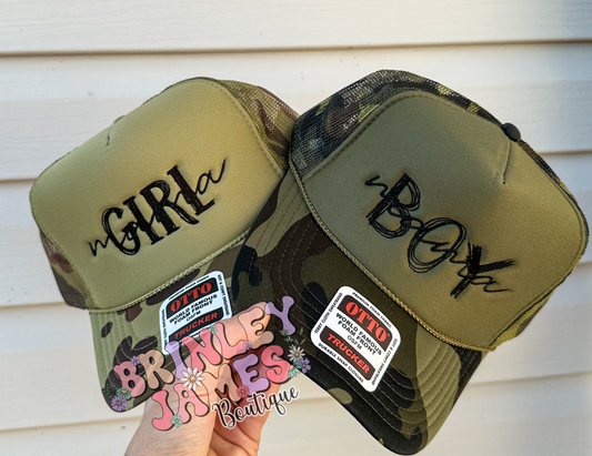 Girl/Boy Mama - Embroidered Trucker Hats